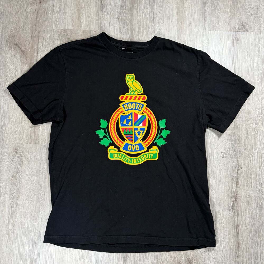 Mens October's Very Own OVO x Roots Crest Logo T-Shirt XL